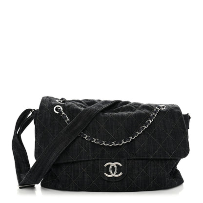 Chanel Denim Quilted Stretch Spirit Messenger Bag Dark Blue 1 of 12