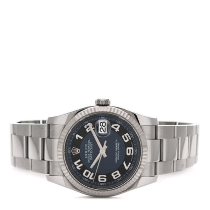 Rolex Stainless Steel 18K 36mm Oyster Perpetual Datejust Watch Concentric Blue 116234 2 of 5