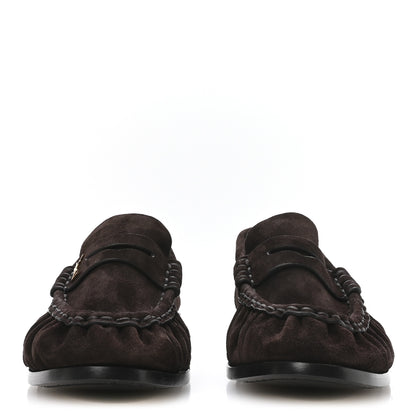 Saint Laurent Suede Le Loafer 15 Penny Slippers 37 Dark Chocolate 3 of 7