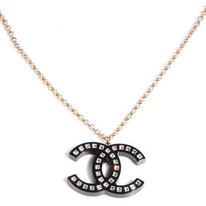 Chanel Resin Baguette Crystal CC Necklace Black 1 of 6