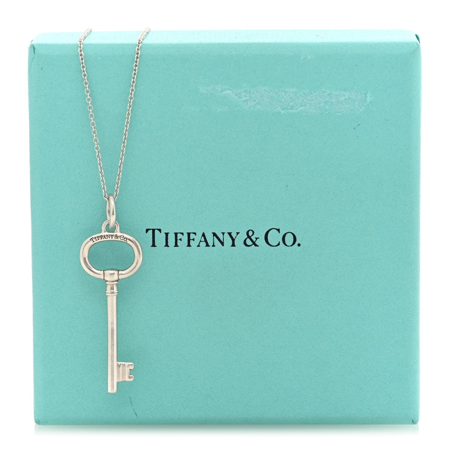 Sterling Silver Small Oval Key Pendant Bead Necklace