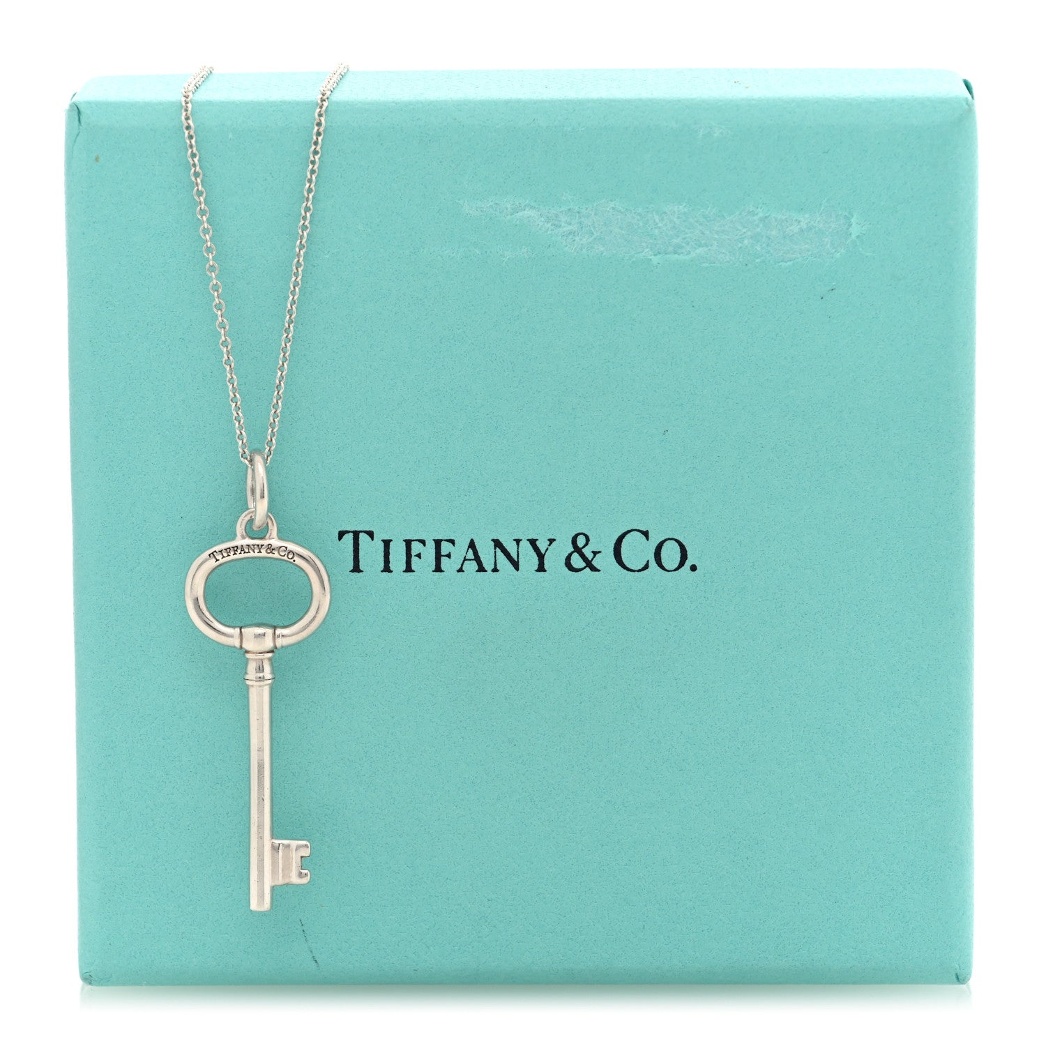 Tiffany Sterling Silver Small Oval Key Pendant Bead Necklace 6 of 6