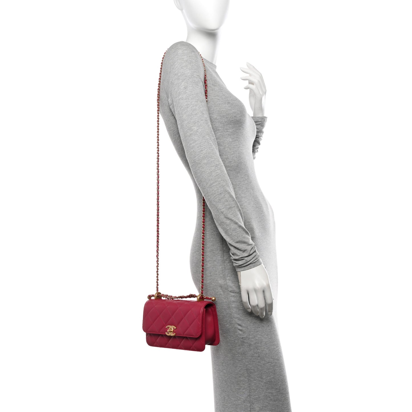 Calfskin Quilted Mini Perfect Fit Flap Dark Pink