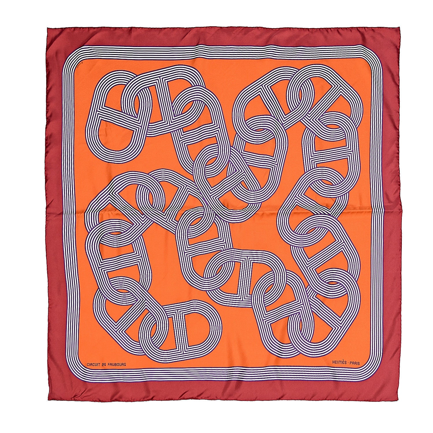 Hermes Silk Circuit 24 Faubourg Scarf 90 1 of 6