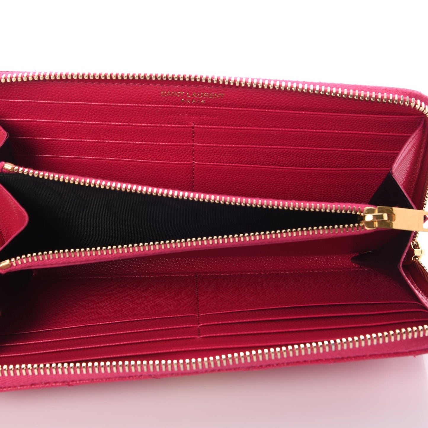 Grain De Poudre Matelasse Chevron Monogram Zip Around Wallet Fuchsia