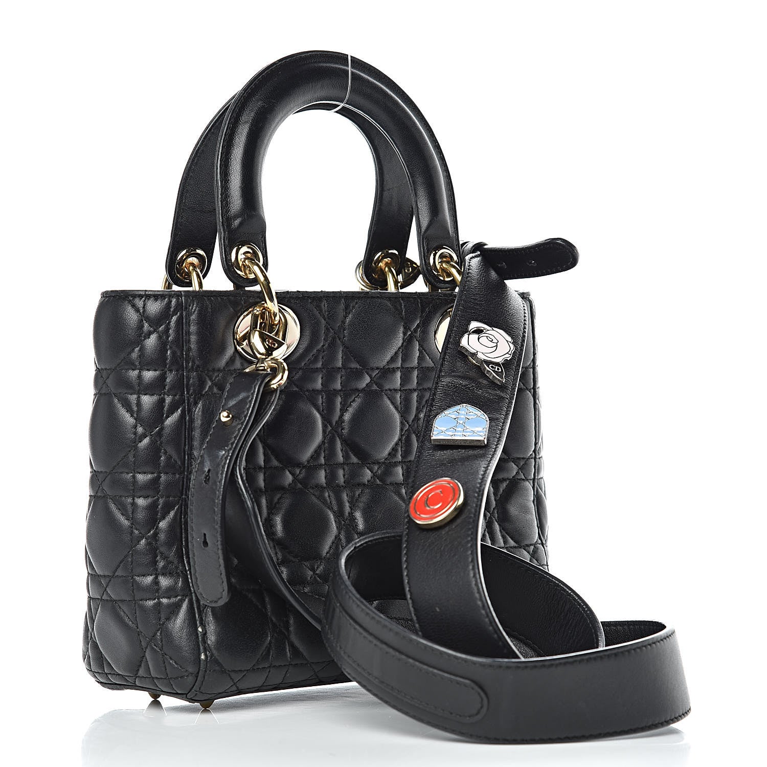 Christian Dior Lambskin Cannage Small Lucky Badges My Lady Dior Black 3 of 11