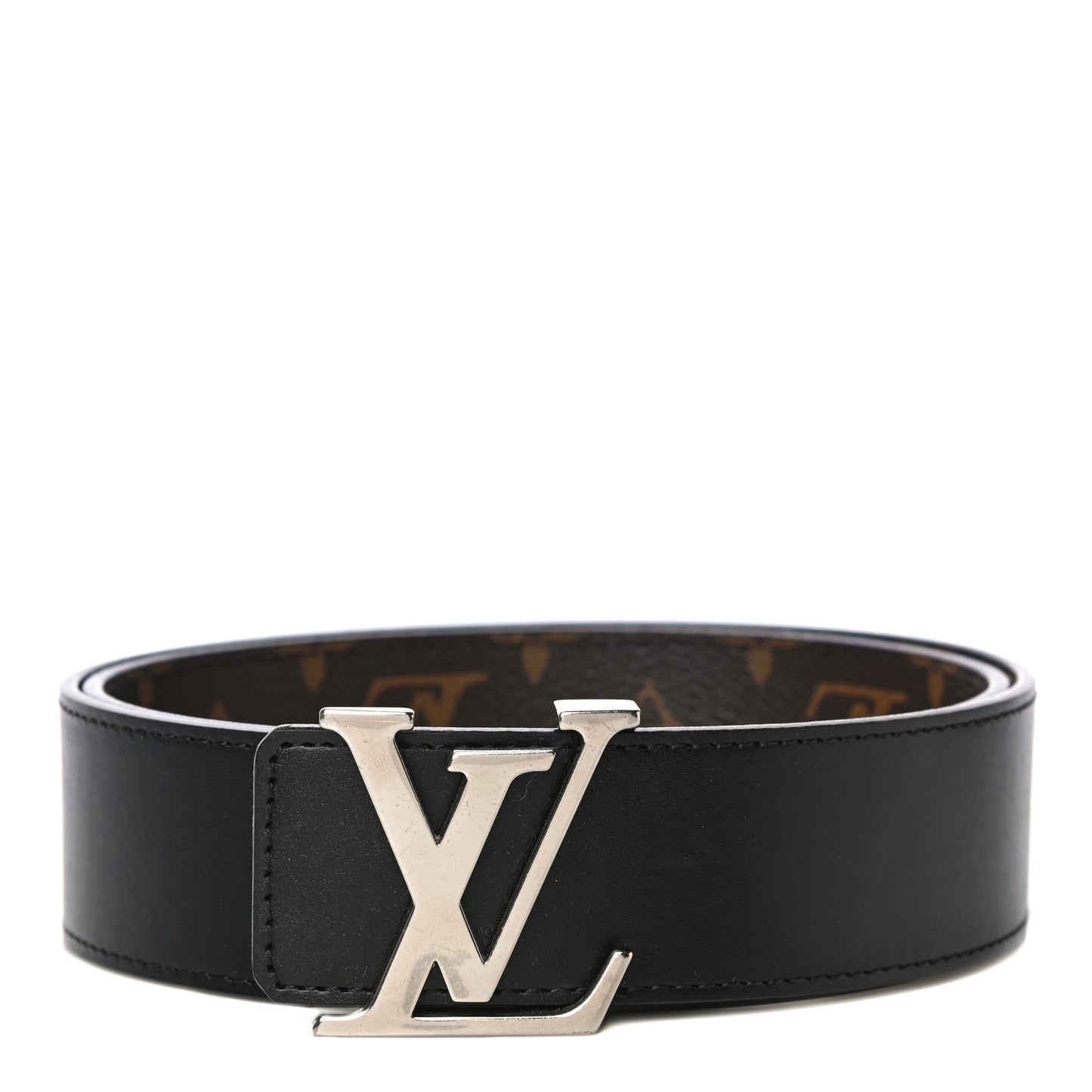 Calfskin Monogram 30mm LV Initiales Reversible Belt 80 32 Black