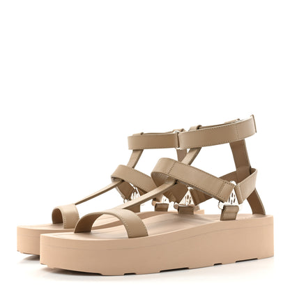 Hermes Calfskin Womens Enid Sandals 40 Argile 3 of 10