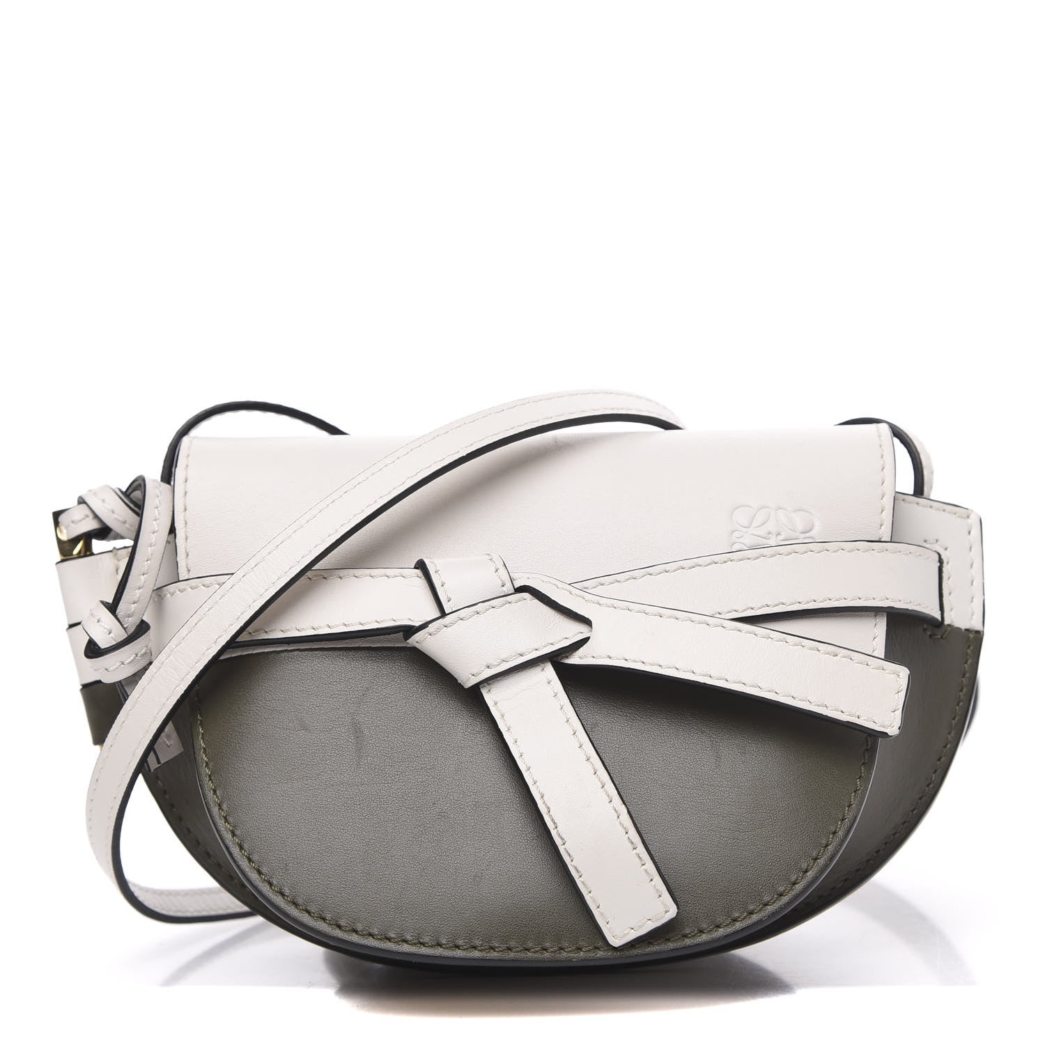 Loewe Calfskin Mini Gate Crossbody Bag Khaki Green Soft White 1 of 9