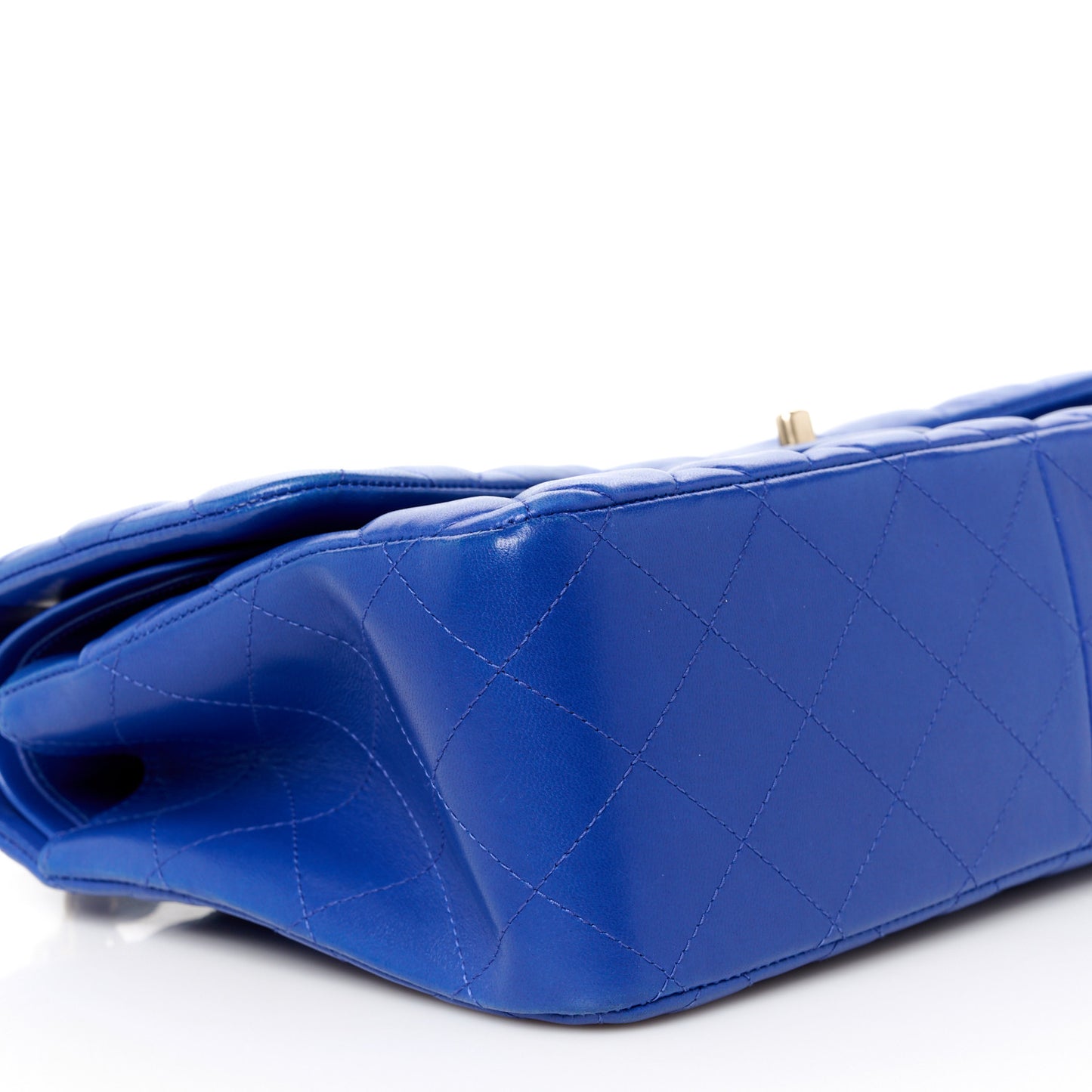 Lambskin Quilted Jumbo Double Flap Blue
