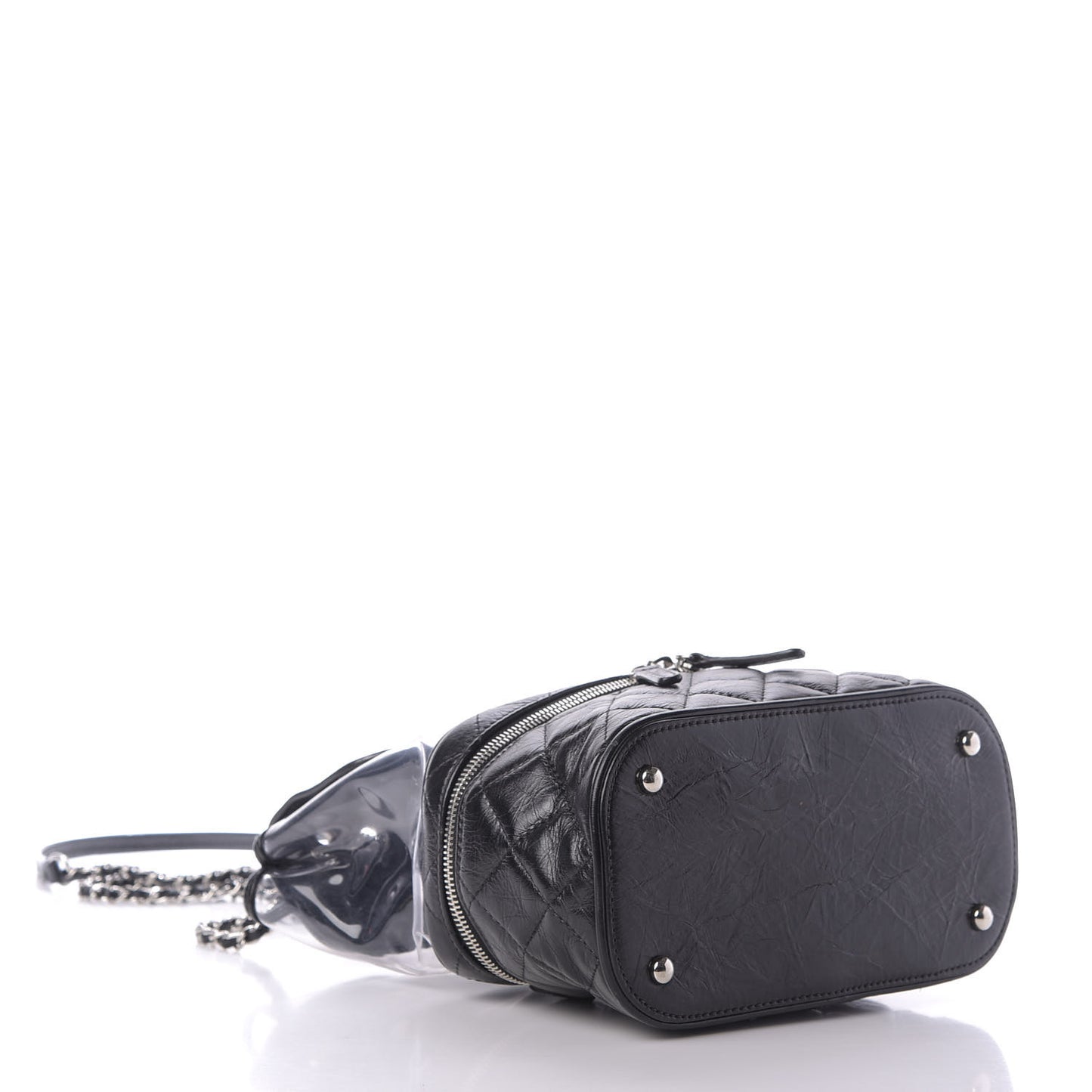 Crumpled Calfskin PVC Quilted Flap Black