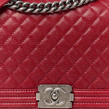 Chanel Caviar Quilted New Medium Boy Flap Dark Red 8 of 12