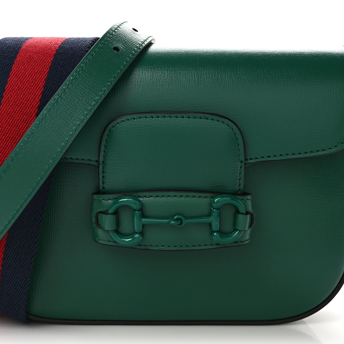 Azalea Calfskin Web Monochrome Horsebit 1955 Shoulder Bag Emerald