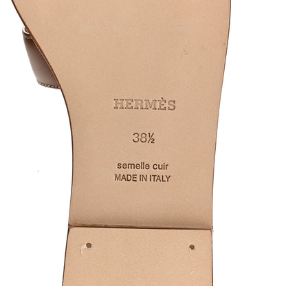 Hermes Box Calfskin Oran Sandals 38.5 Gold 8 of 9