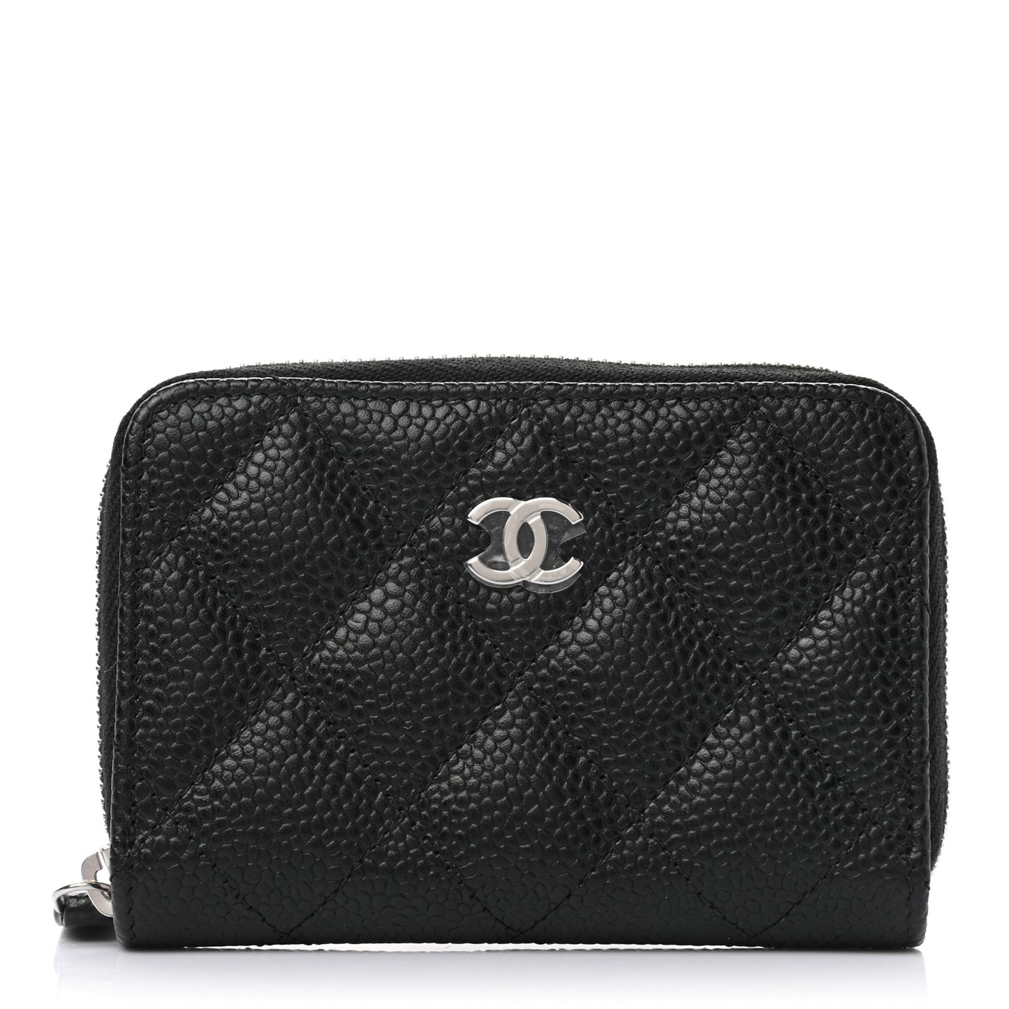 Caviar Quilted Zip Coin Purse Black
