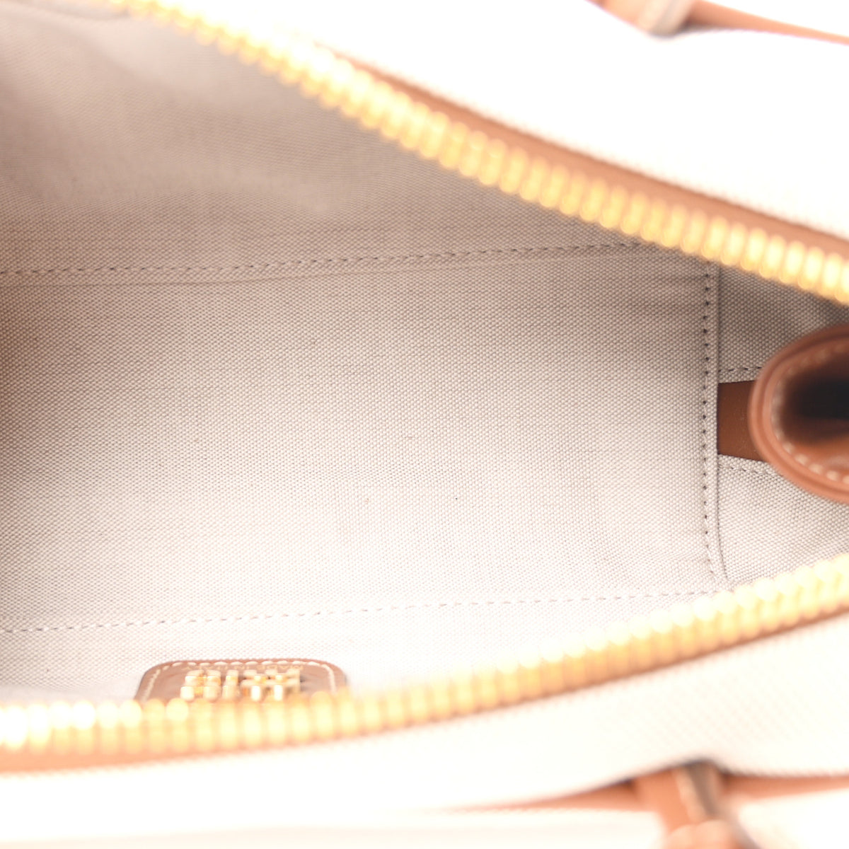 Miu Miu Canvas Calfskin Small Beau Top Handle Bag Naturale Brandy 5 of 9