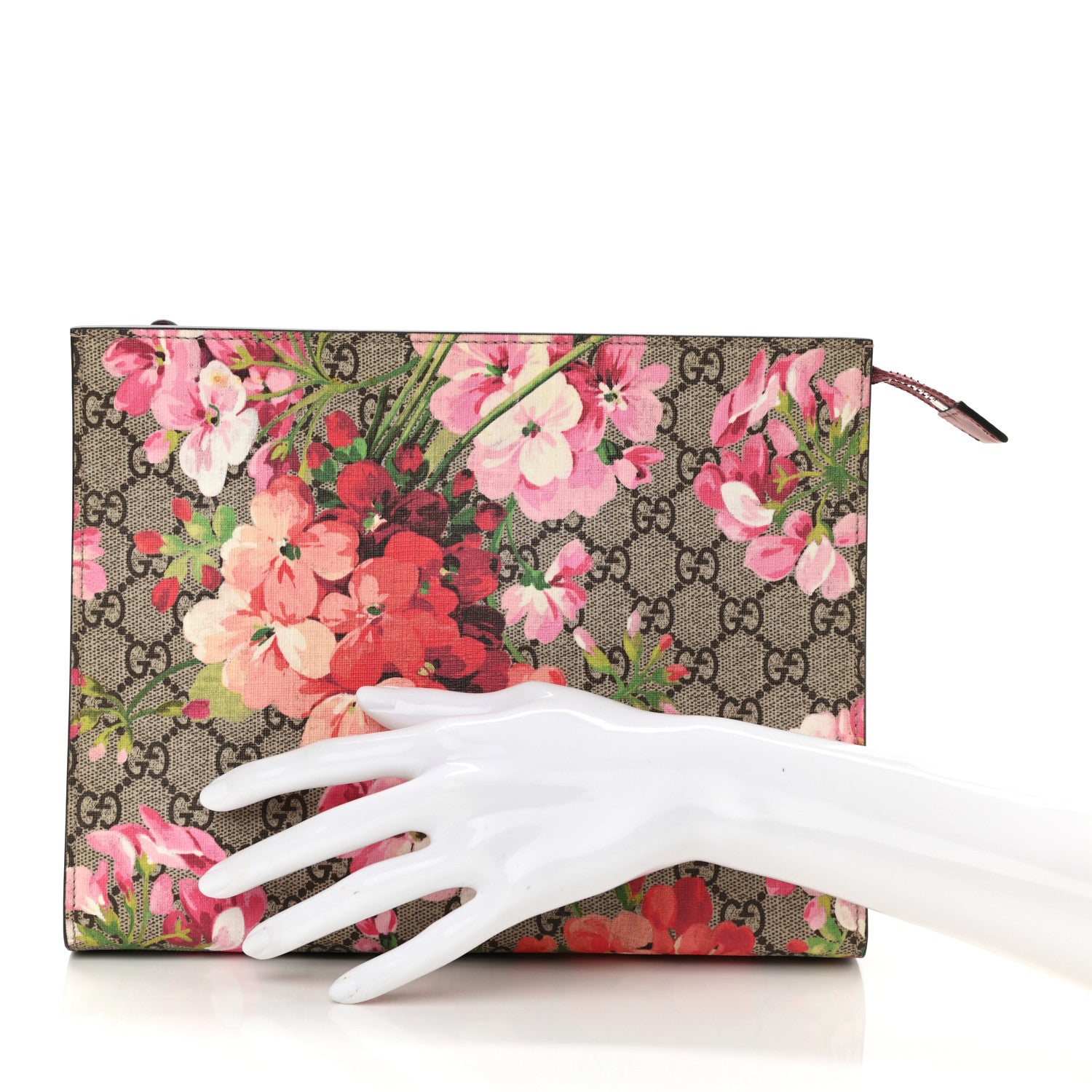 Gucci GG Supreme Monogram Blooms Large Cosmetic Case Beige Multicolor Dry Rose 2 of 10