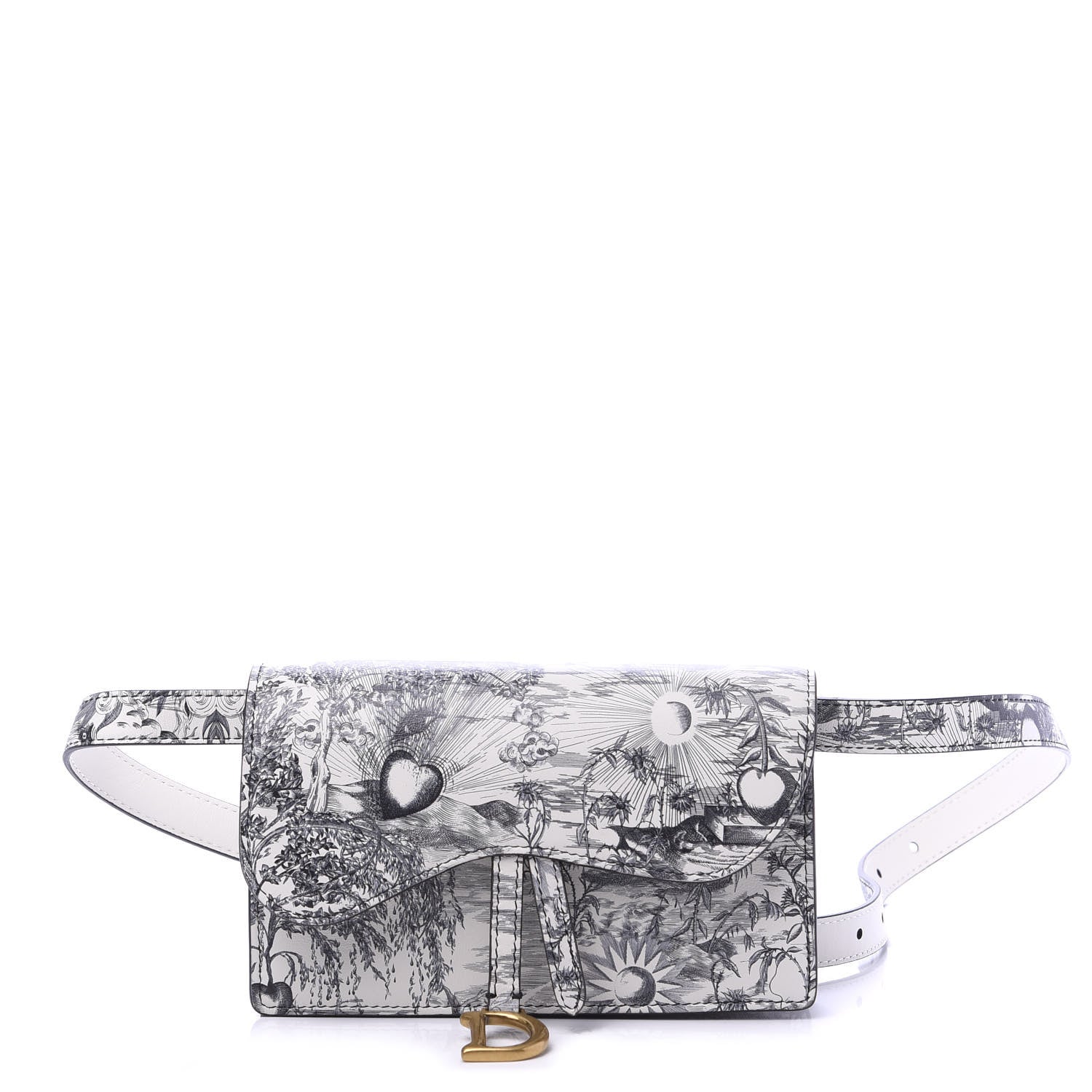 Christian Dior Calfskin Jardin Naturel Print Saddle Belt Bag Latte Multicolor 1 of 9