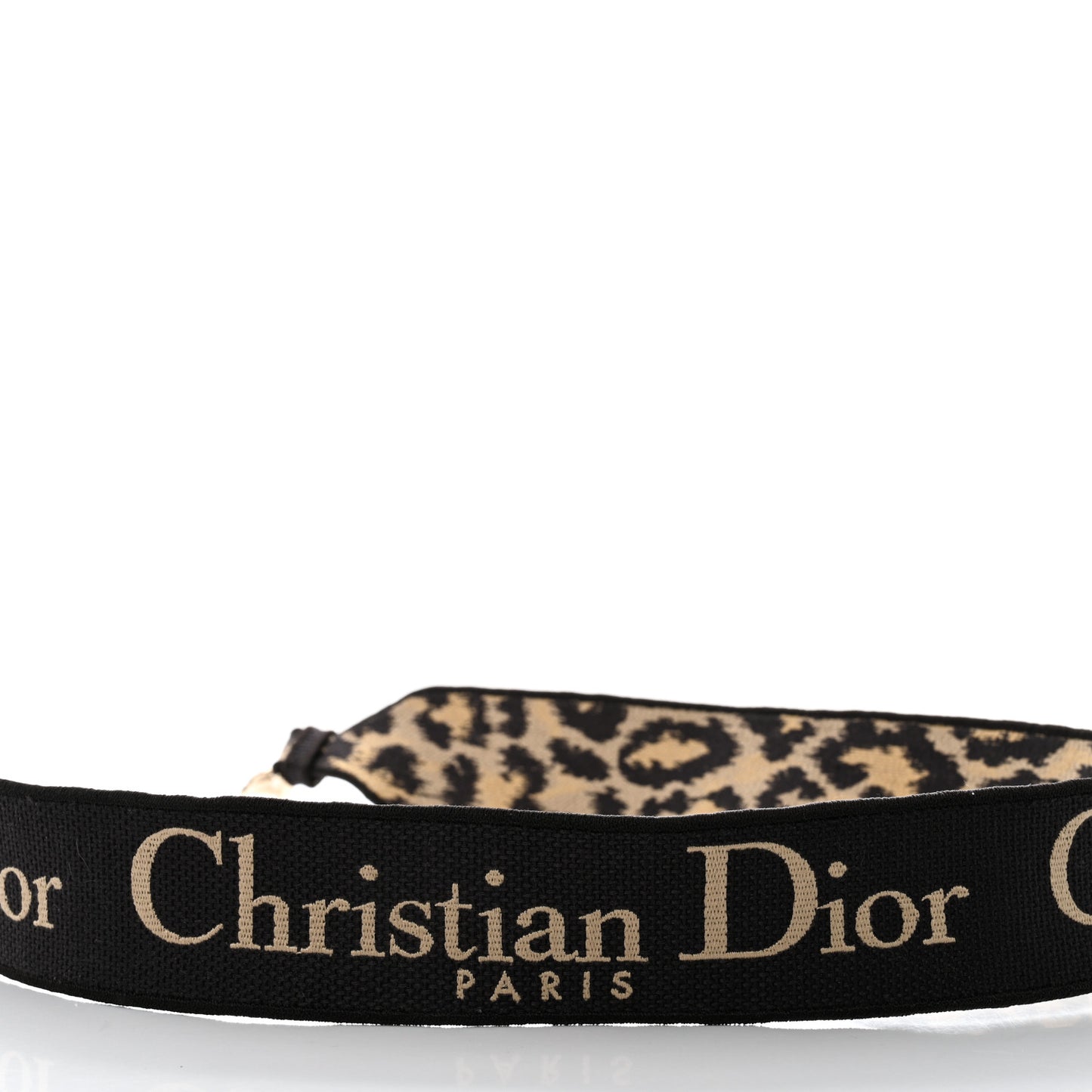 Canvas Mizza Embroidered Leopard Shoulder Strap Beige Black