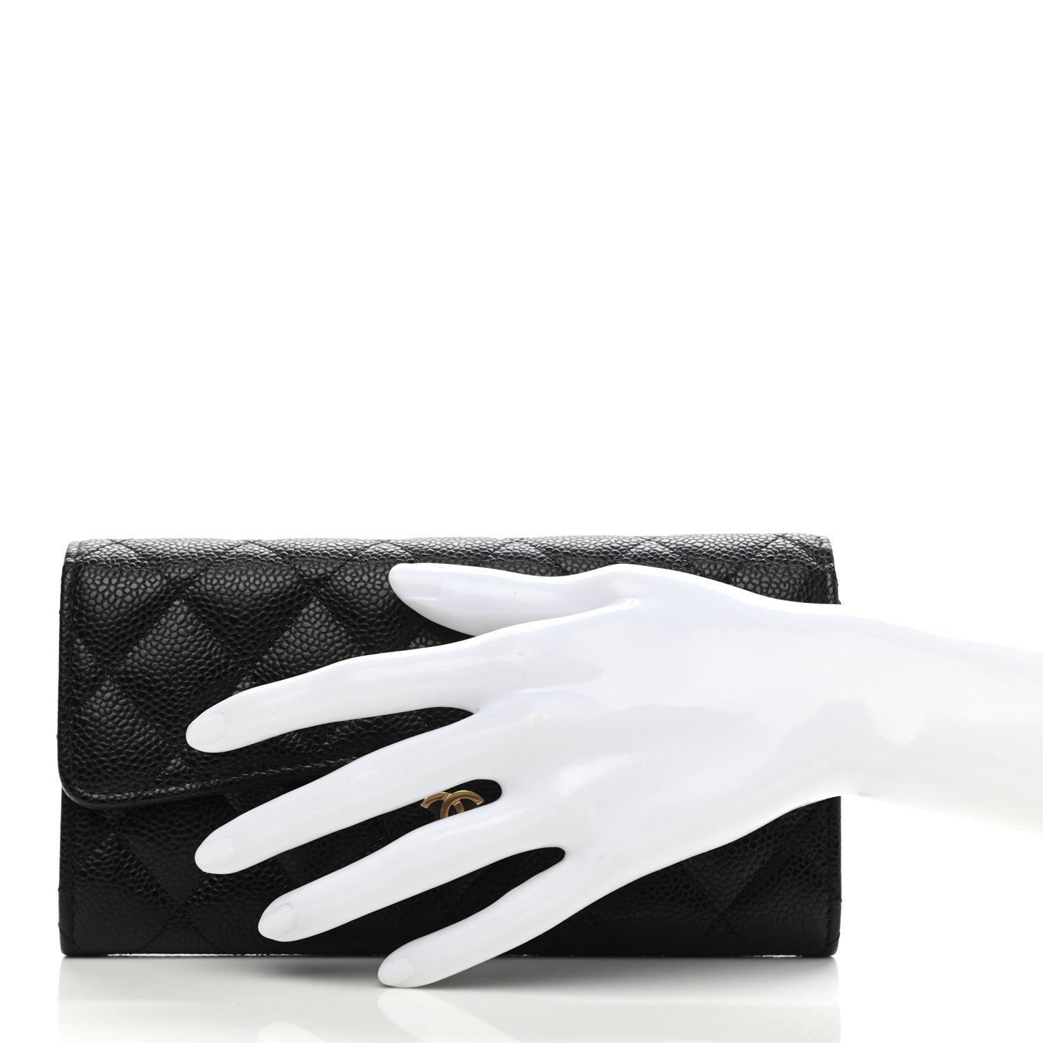 Chanel Caviar Quilted Large Gusset Flap Wallet Black 2 of 8