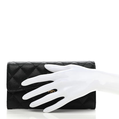 Chanel Caviar Quilted Large Gusset Flap Wallet Black 2 of 8