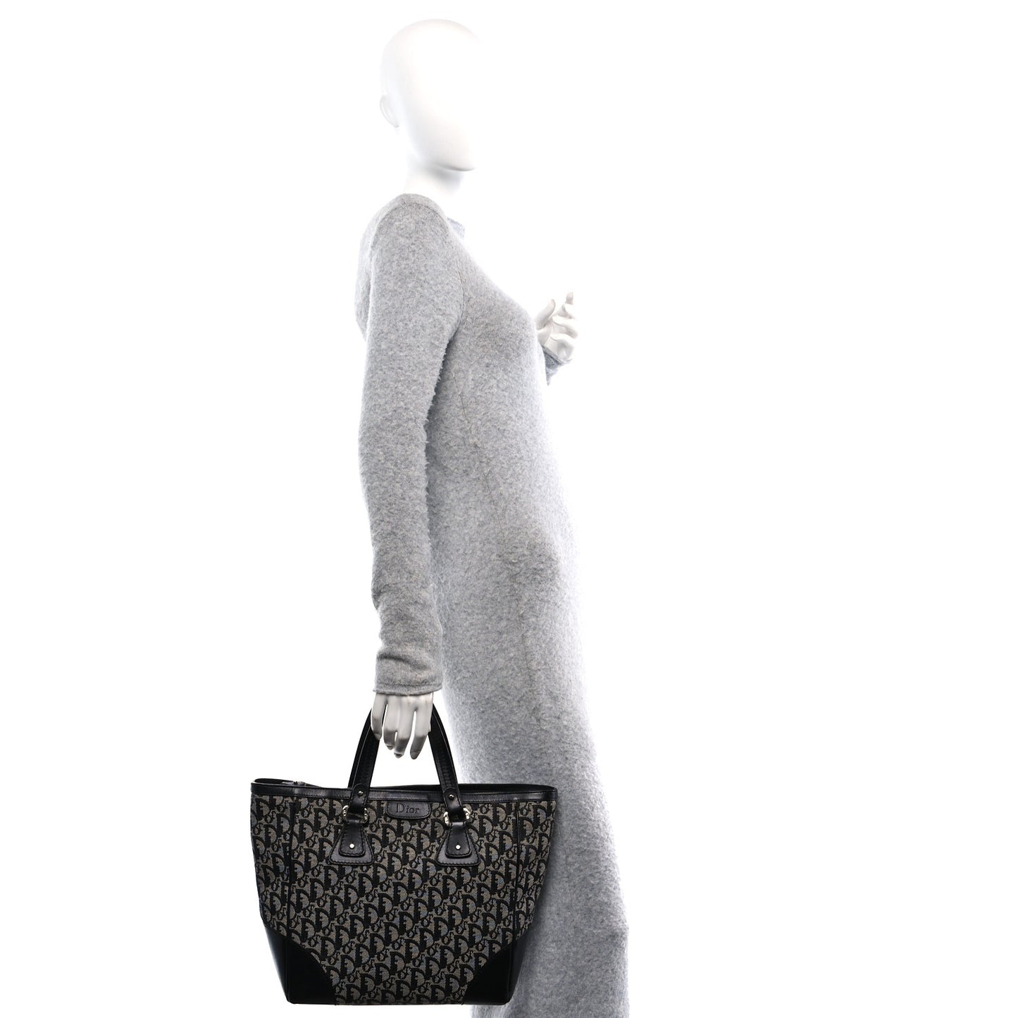 Denim Calfskin Monogram Tote Navy Blue