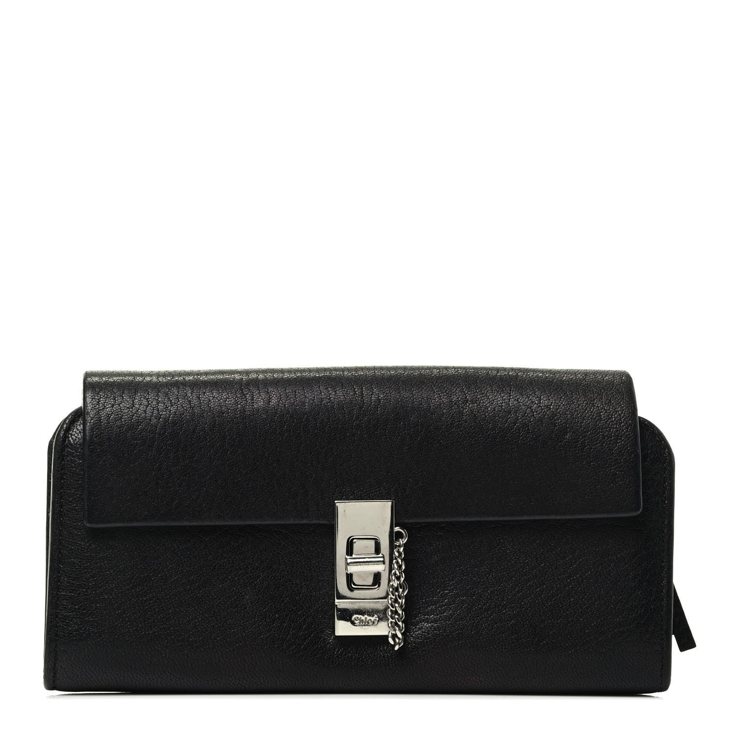 Chloe Grained Lambskin Drew Long Wallet with Flap Black 1 of 3