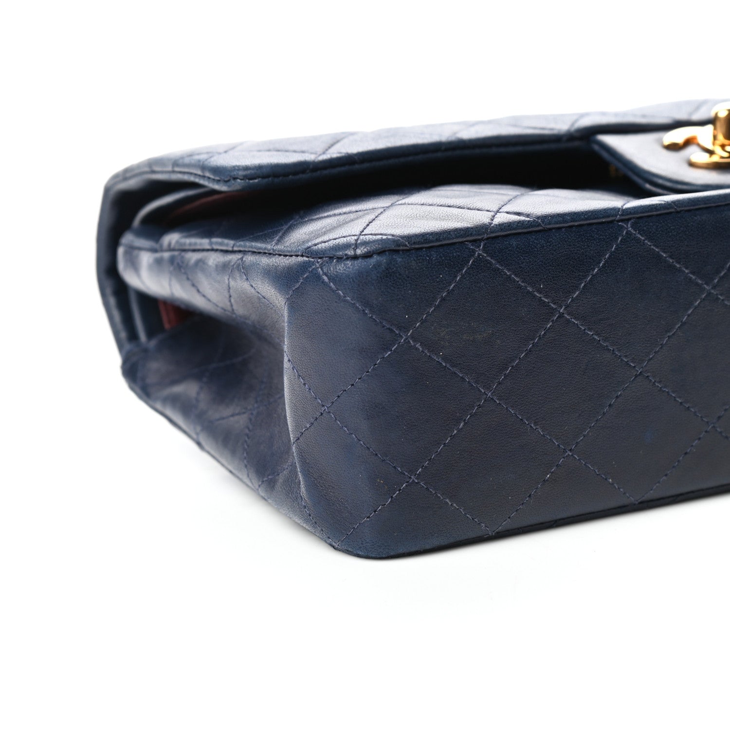 Chanel Lambskin Quilted Medium Double Flap Navy 8 of 9