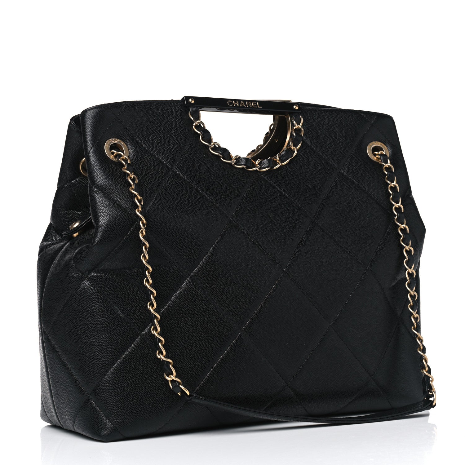Chanel Caviar Quilted Large A Real Catch Shopping Bag Black 2 of 14