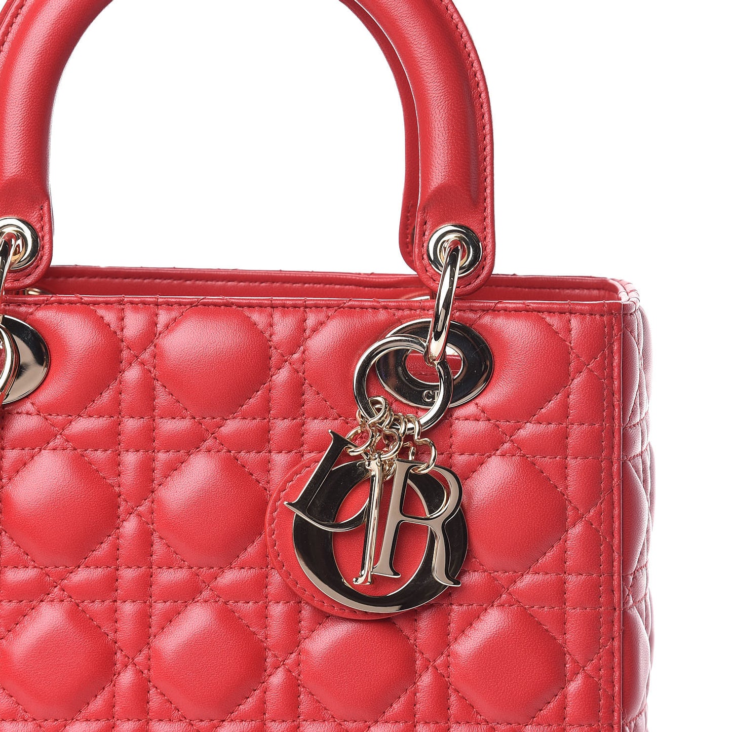 Lambskin Cannage Medium Lady Dior Red