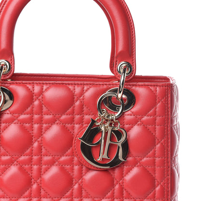 Christian Dior Lambskin Cannage Medium Lady Dior Red 10 of 11