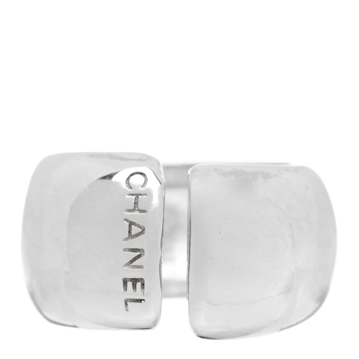 Chanel Sterling Silver Logo Open Ring 53 6.25 1 of 4