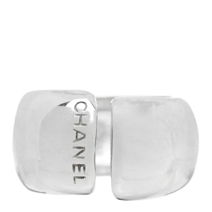 Chanel Sterling Silver Logo Open Ring 53 6.25 1 of 4