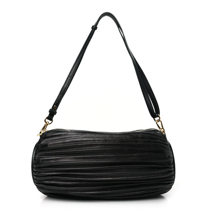 Loewe Lambskin Pleated Bracelet Pouch Shoulder Bag Black 1 of 9