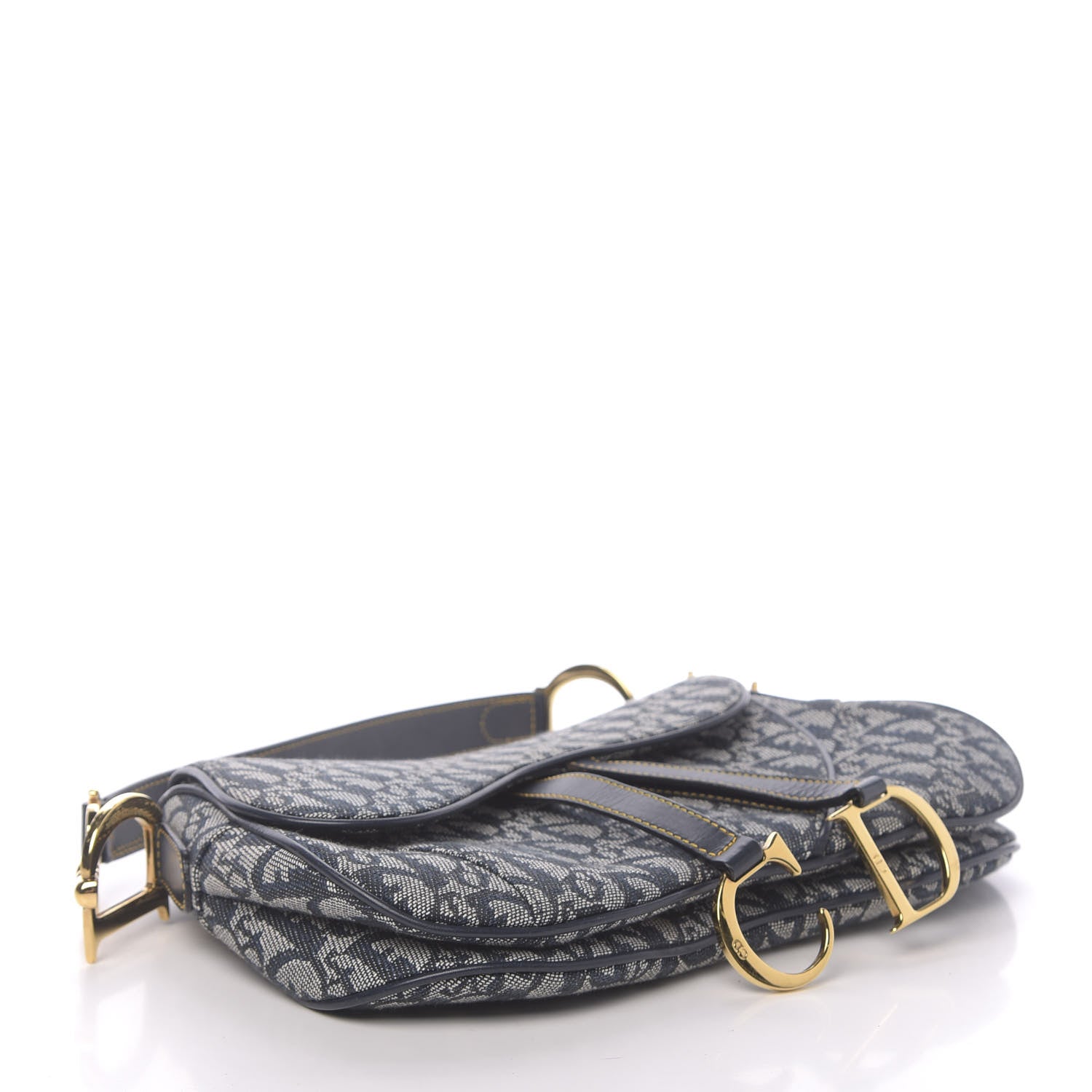 Christian Dior Monogram Double Saddle Bag Navy Blue 4 of 10