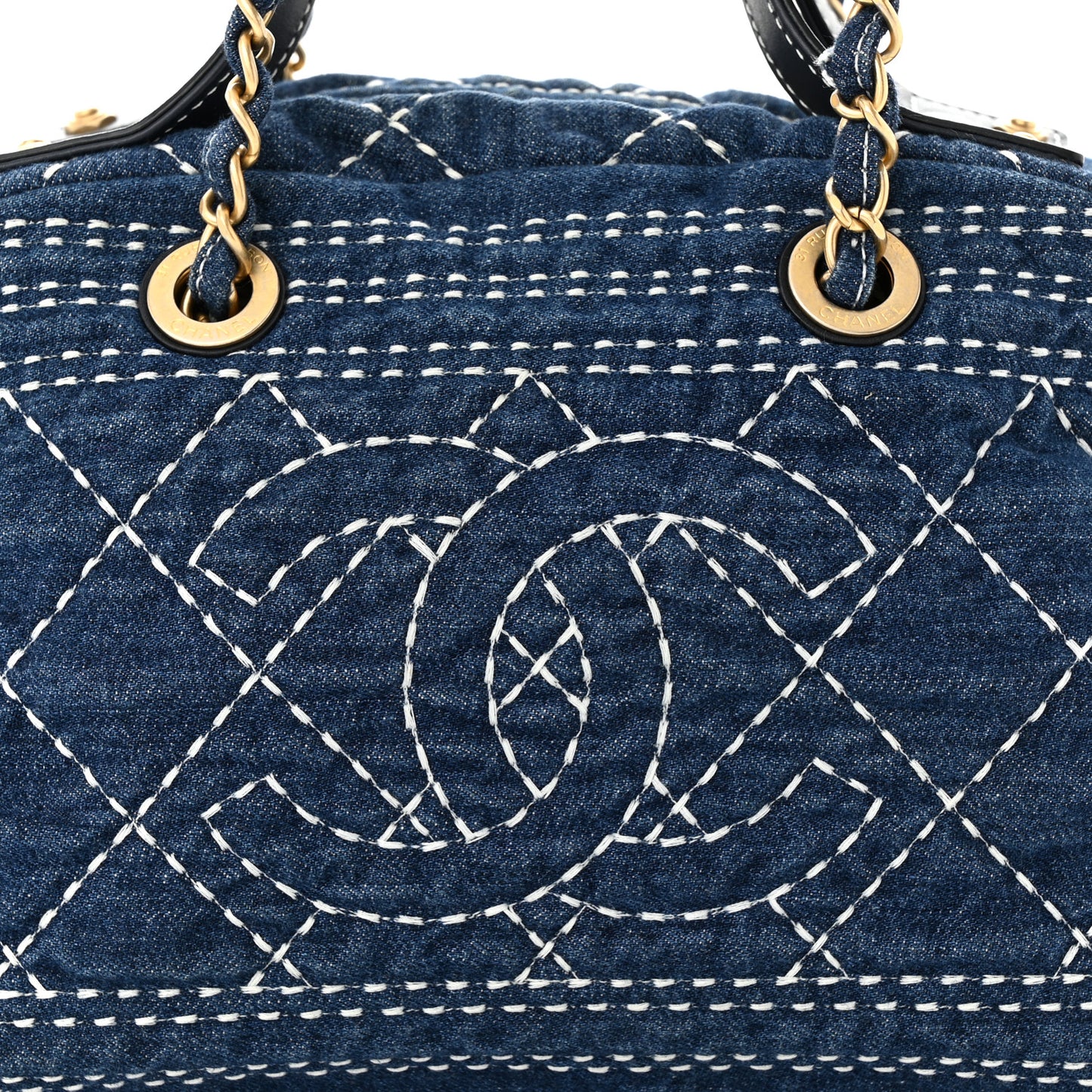 Denim Quilted CC Denim Trip Bowling Bag Blue