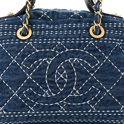 Chanel Denim Quilted CC Denim Trip Bowling Bag Blue 8 of 11