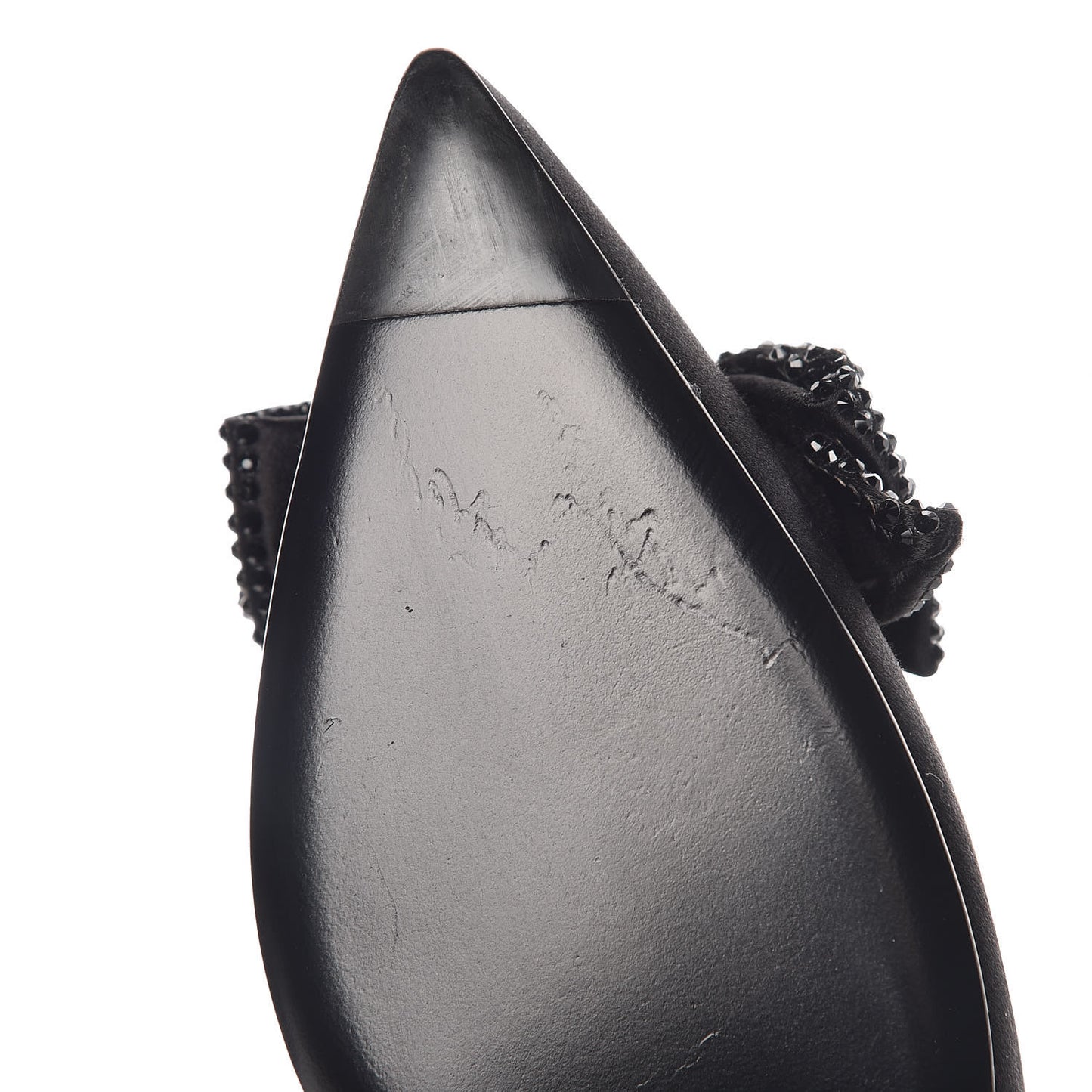 Satin Crystal Bow Pumps 35 Black