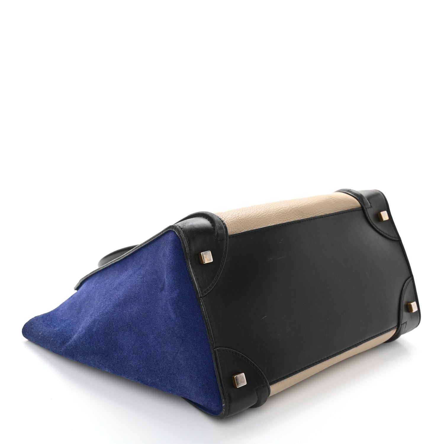 Celine Elephant Calfskin Suede Mini Tri-Color Luggage Sand 4 of 13