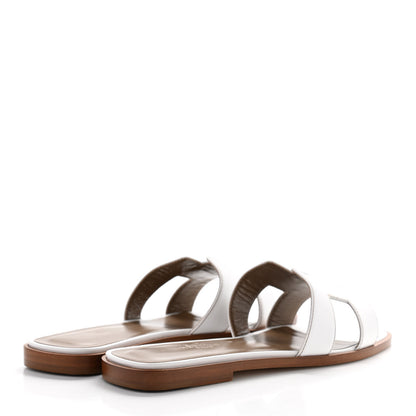 Hermes Box Calfskin Oran Sandals 37 White 4 of 9