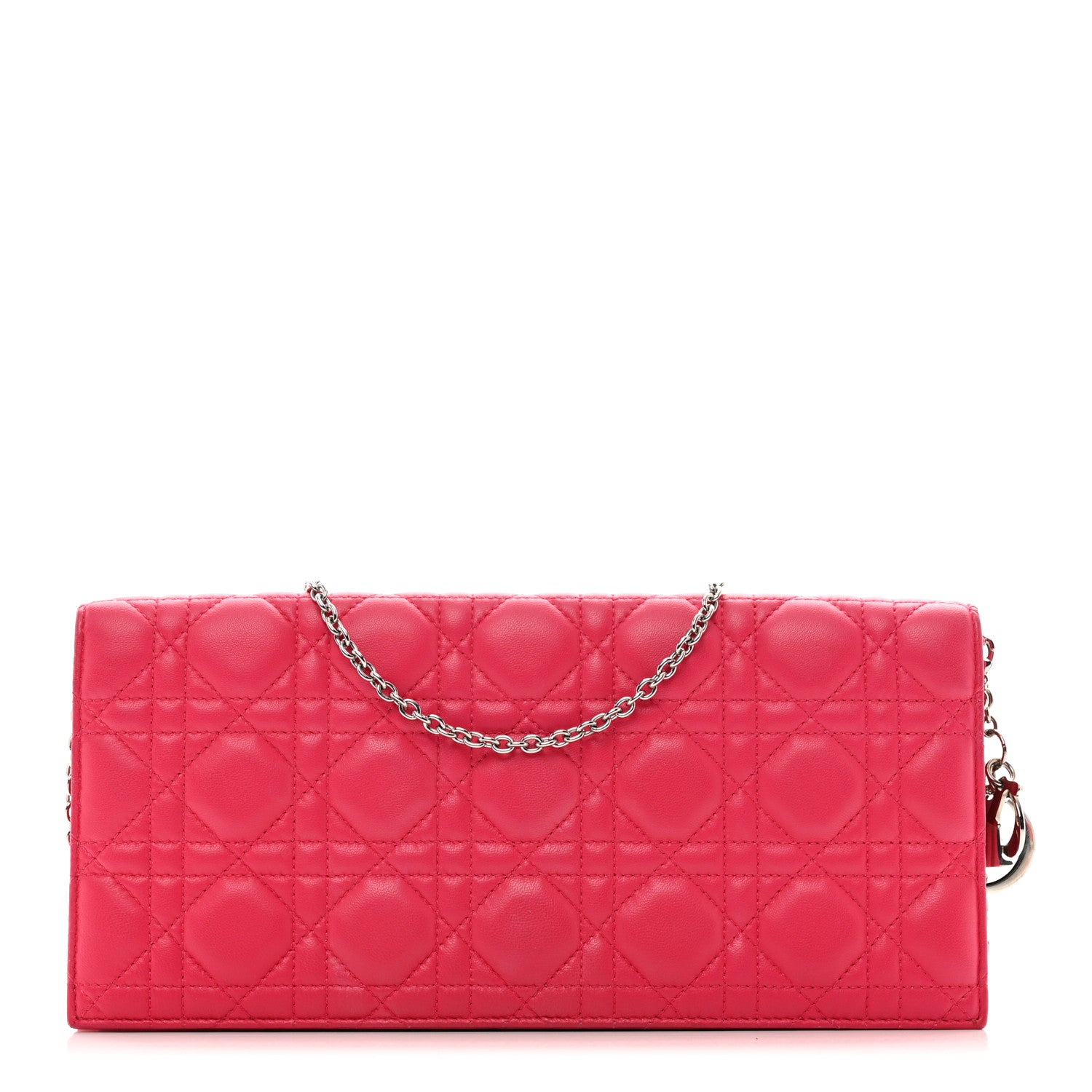 Christian Dior Lambskin Cannage Lady Dior Convertible Clutch Fuchsia 1 of 11