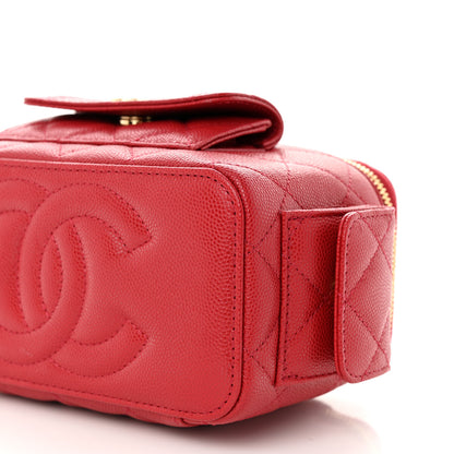 Chanel Caviar Quilted Polly Pocket East West Top Vanity With Chain Red 10 of 10