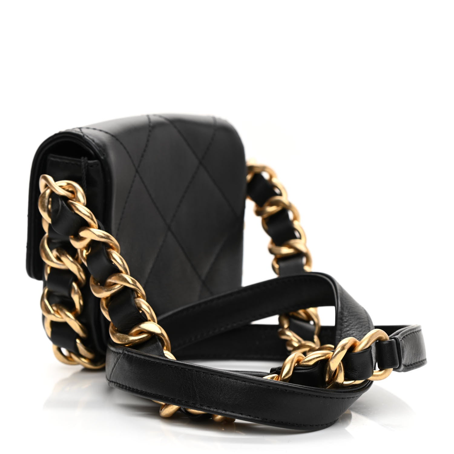 Chanel Calfskin Quilted Mini Framing Chain Bag Black 3 of 9