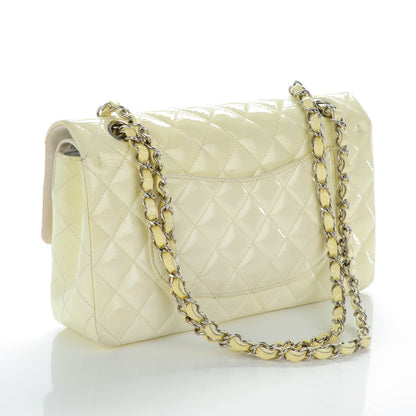 Chanel Distressed Patent Quilted Medium Double Flap Ivory 3 of 8