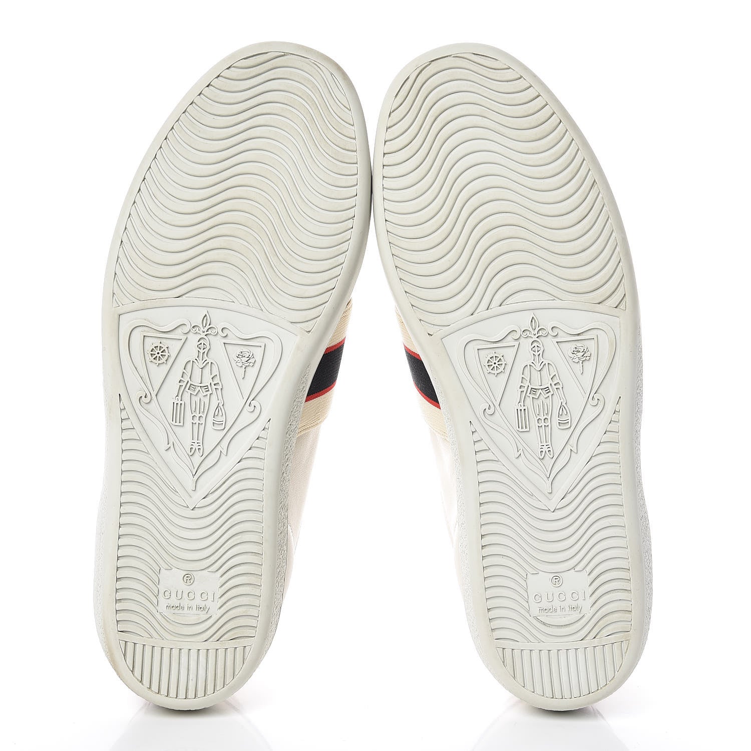 Gucci Calfskin Stripe Womens New Ace Sneakers 37.5 New Mystic White Ecru Red Flame 12 of 15