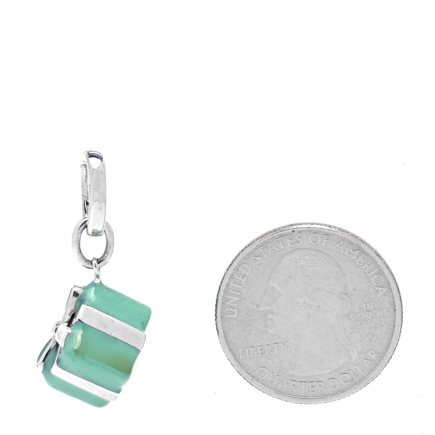 Sterling Silver Enamel Gift Box Charm Blue