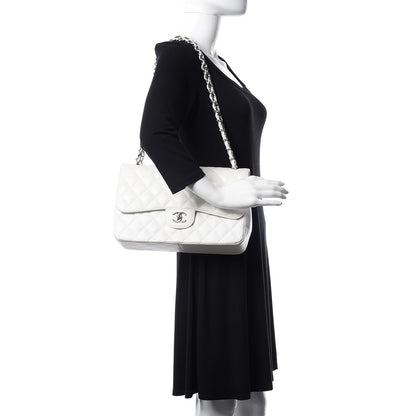 Chanel Caviar Quilted Jumbo Double Flap White 2 of 19