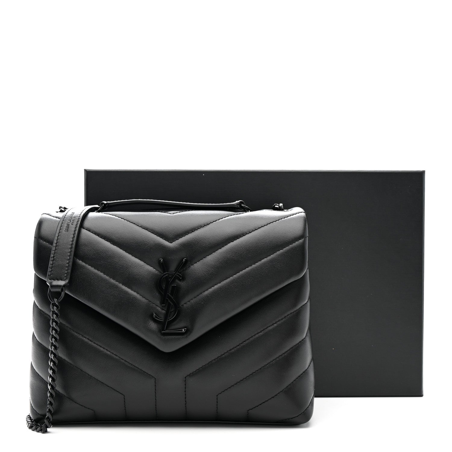 Saint Laurent Calfskin Y Quilted Monogram Monochrome Small Loulou Chain Satchel Black 13 of 13