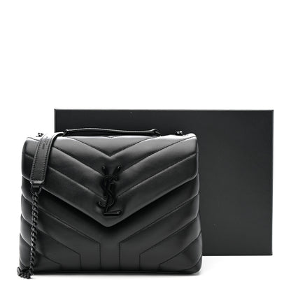 Saint Laurent Calfskin Y Quilted Monogram Monochrome Small Loulou Chain Satchel Black 13 of 13