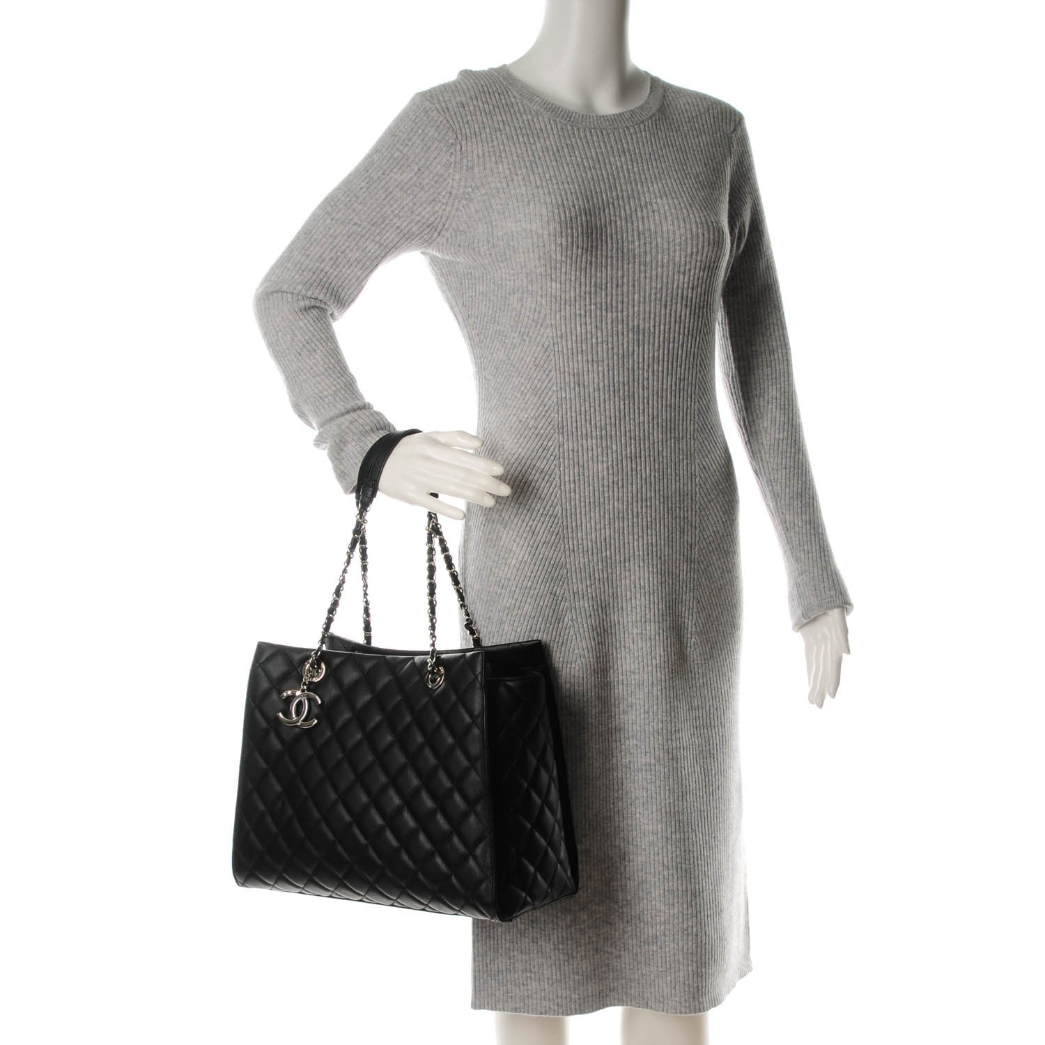 Chanel Calfskin Quilted Chic and Soft Large Shopping Tote Black 2 of 7